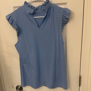 Sugarlips Medium  Ruffle Mock Neck Top - Blue
